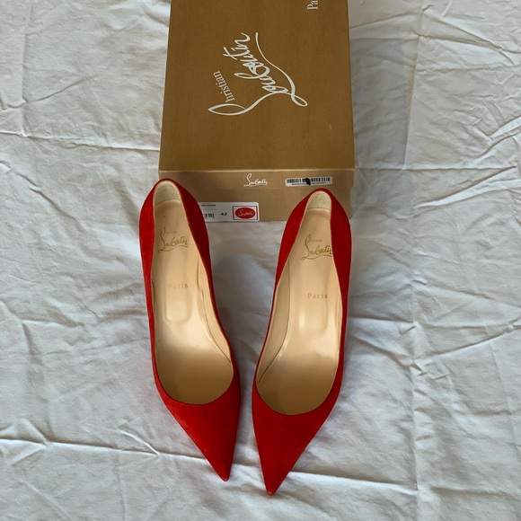 Christian Louboutin Clare Red Suede Veau Velours Pump, Size 42! - Picture 6 of 10